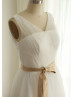 Deep V Pleats Tulle Short Wedding Dress